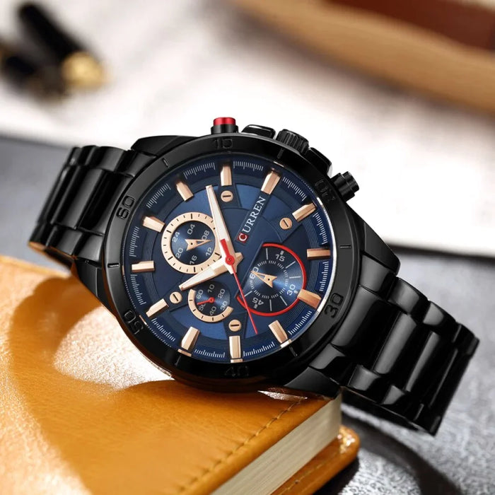 Stainless Steel Watches Casual Mens Watch Analog Sport Wristwatch Quartz Clock Male