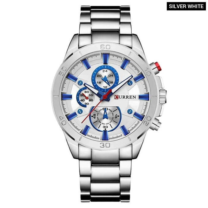 Stainless Steel Watches Casual Mens Watch Analog Sport Wristwatch Quartz Clock Male