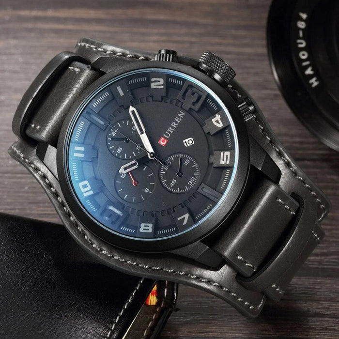 Casual Leather Military Quartz Sports Men's Wristwatches