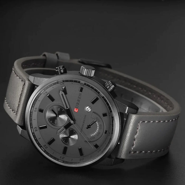 Men's Casual Sport Leather Military Quartz Watch