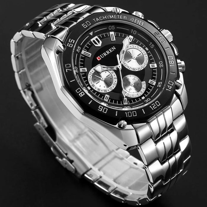 8077 Full Stainless Steel  Army Military Quartz Mens Watch