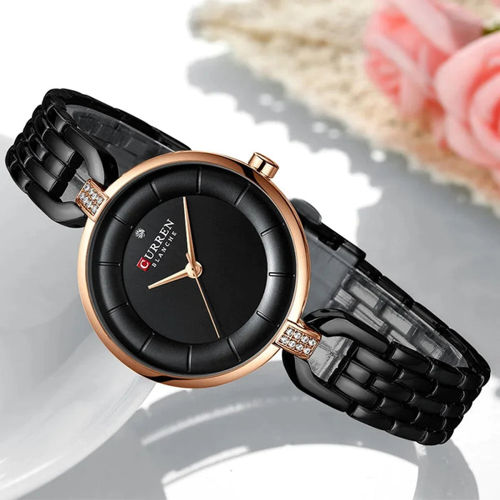 Simple Casual Quartz Wristwatch With Stainless Steel For Women