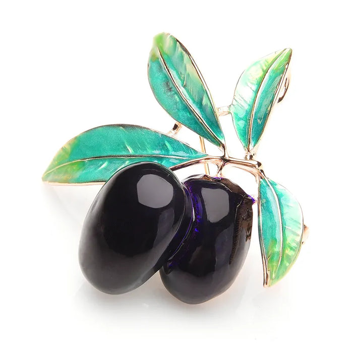 Purple Olives Enamel Brooch Alloy Plants Banquet Party Brooch Girls Bag Hat Accessories