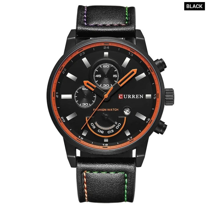 Men's Casual Sport Leather Military Quartz Watch