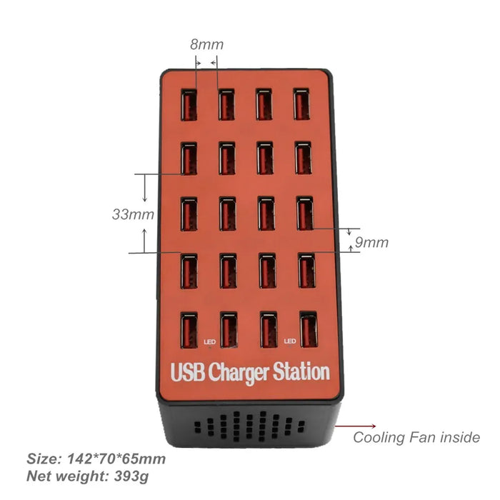 90W 20 Port Usb Wall 18A Desktop Intelligent Charging Station For Samsung Xiaomi Notebook Camera