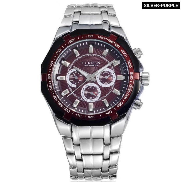 Casual Full Steel Waterproof Military Quartz Sports Wristwatch