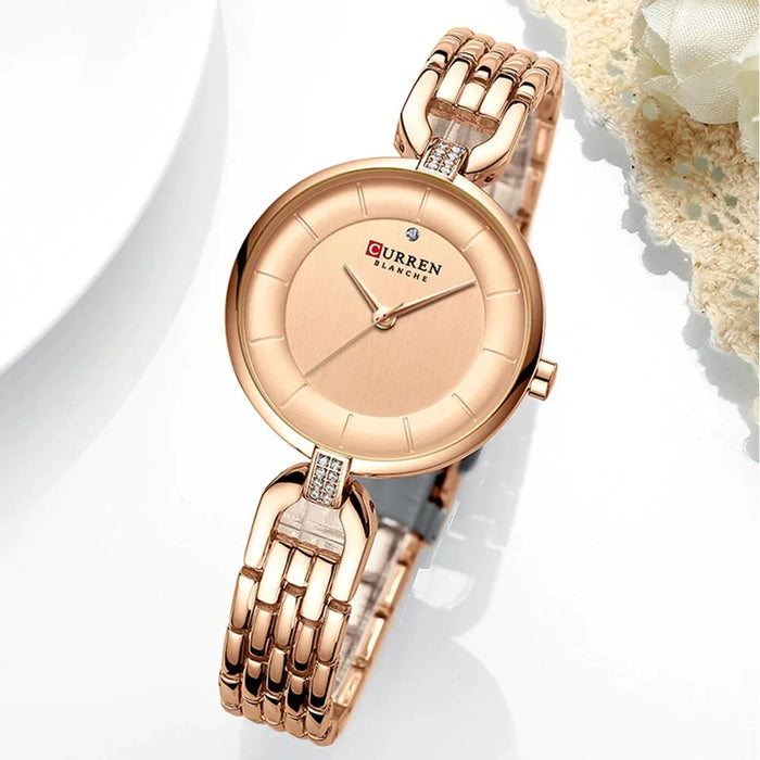 Stainless Steel Simple Quartz Products Rose Gold Watches For Women