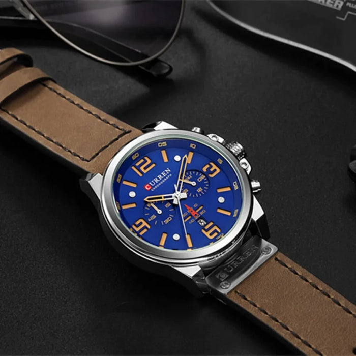 Newest Men Watches Quartz Mens Wristwatches Leather Military Date Male Clock