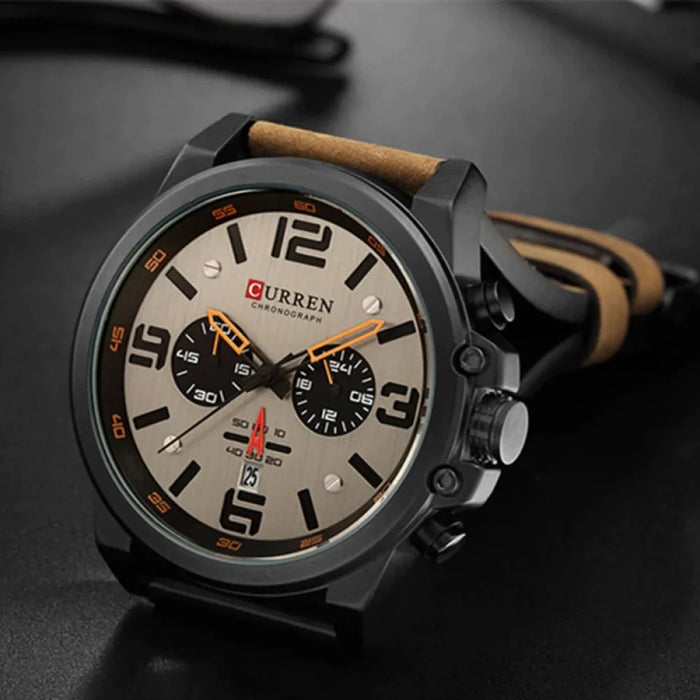 Newest Men Watches Quartz Mens Wristwatches Leather Military Date Male Clock