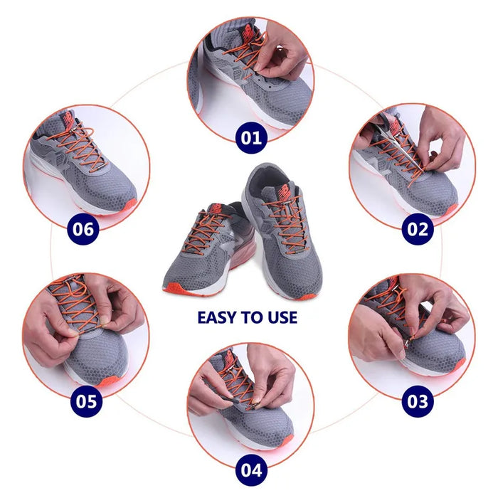 1Pair Metal Lock Quick Elastic No Tie Shoe Round Sneakers 18 Colour Shoe Laces For Kids & Adults Shoes