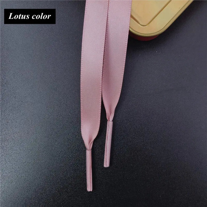 1Pair 1Cm Width Satin Silk Ribbon Shoe Laces 80/100/120/150Cm Length For Kids & Adults Shoes