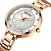 Elegant Steel Rhinestone Set Dial Rose Gold Quartz Watch