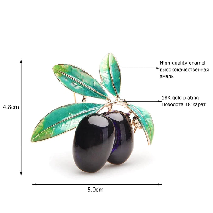 Purple Olives Enamel Brooch Alloy Plants Banquet Party Brooch Girls Bag Hat Accessories