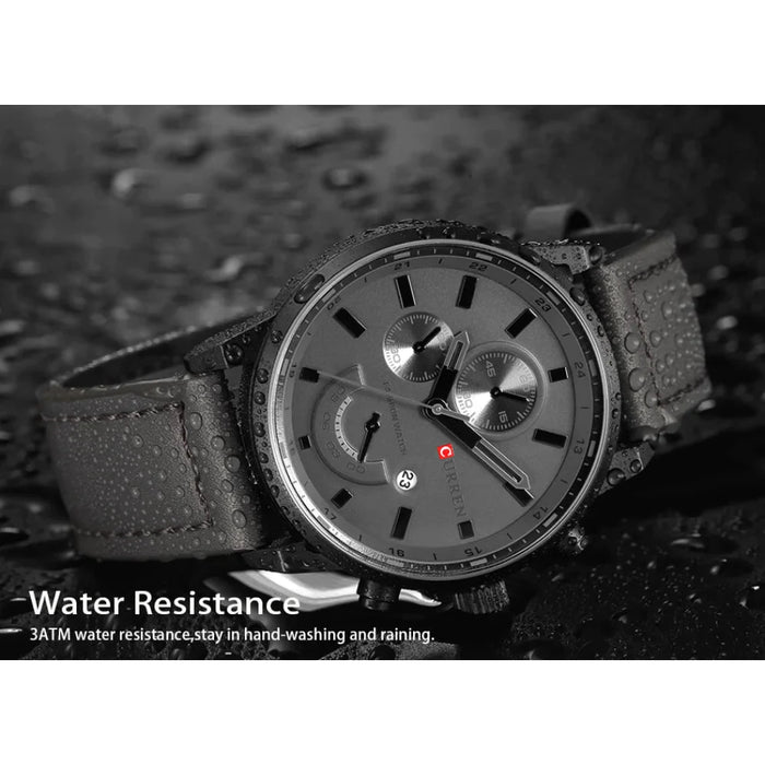 Men'S Fashion Casual Leather Sport Quartz Watch