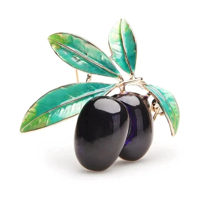 Purple Olives Enamel Brooch Alloy Plants Banquet Party Brooch Girls Bag Hat Accessories