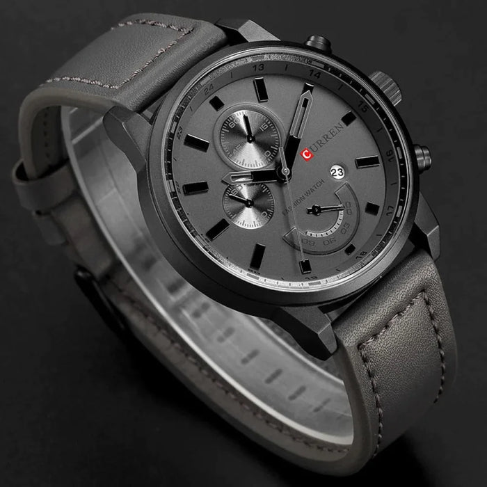 Men's Casual Sport Leather Military Quartz Watch