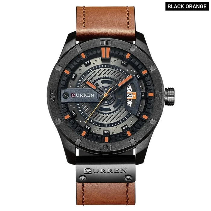 Men Military Sports Watches Men'S Quartz Date Clock Man Casual Leather Wristwatches