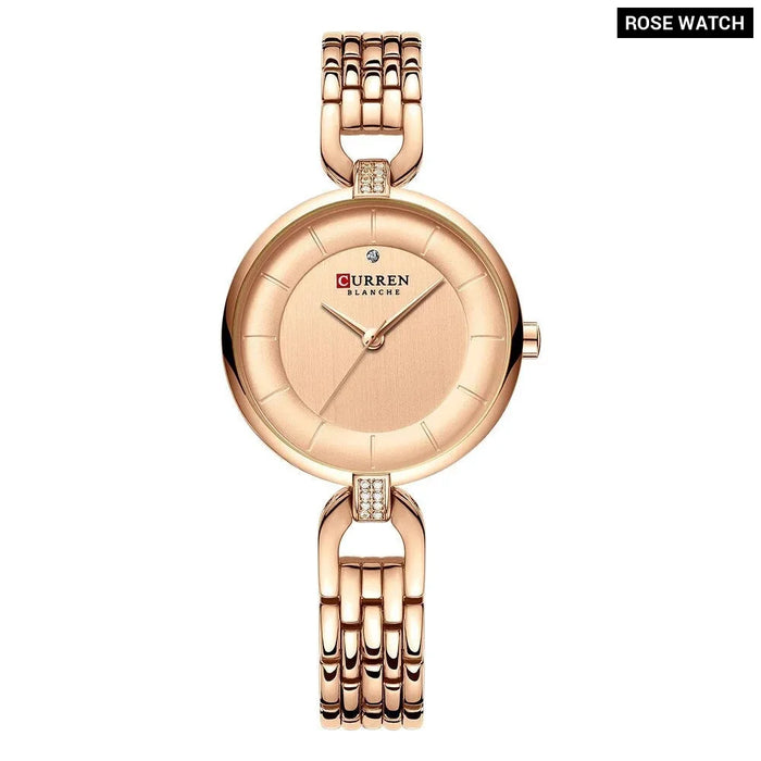 Simple Casual Quartz Wristwatch With Stainless Steel For Women