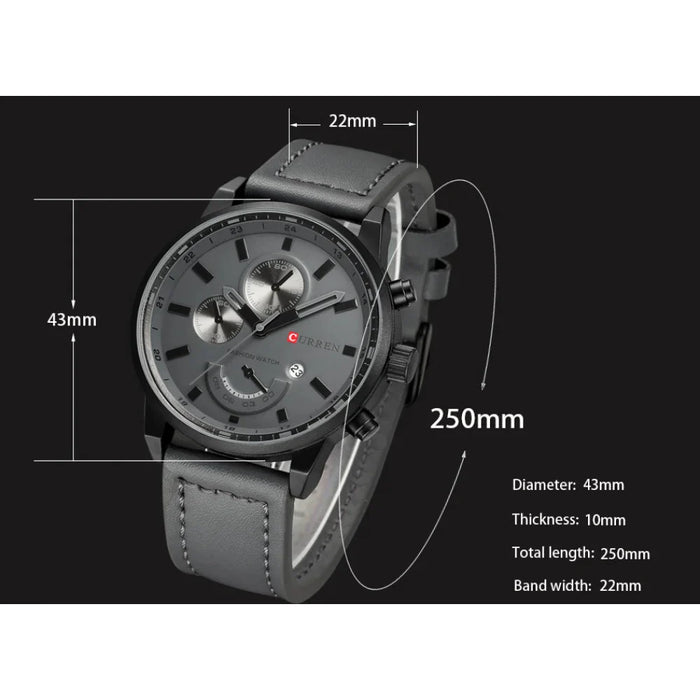 Men's Casual Sport Leather Military Quartz Watch