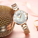 Elegant Steel Rhinestone Set Dial Rose Gold Quartz Watch