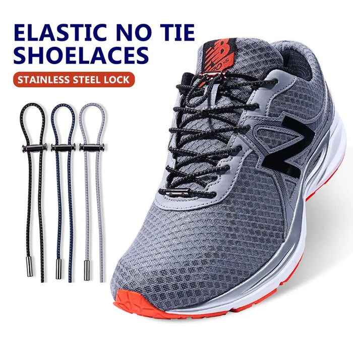 1Pair Metal Lock Quick Elastic No Tie Shoe Round Sneakers 18 Colour Shoe Laces For Kids & Adults Shoes