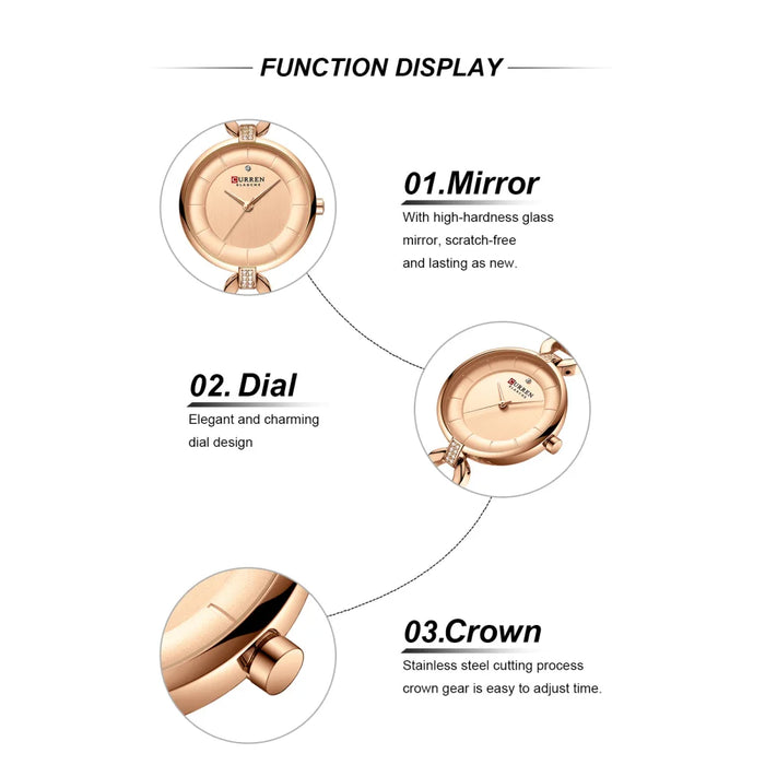 Stainless Steel Simple Quartz Products Rose Gold Watches For Women