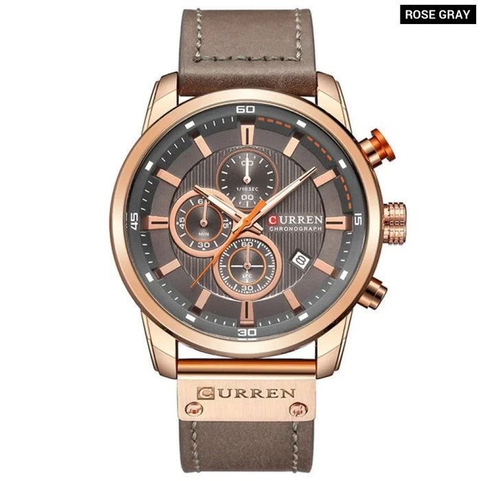 Fashion Leather Strap Quartz Men Watches Casual Date