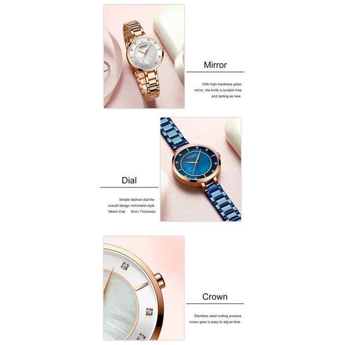 Stainless Steel Waterproof Crystal Rhinestone Quartz Women's Watch