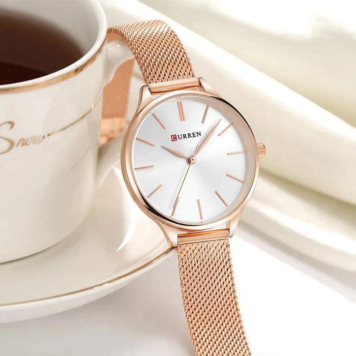 Women Brand Fashion Dress Ladies Bracelet Watch Rose Gold Clock