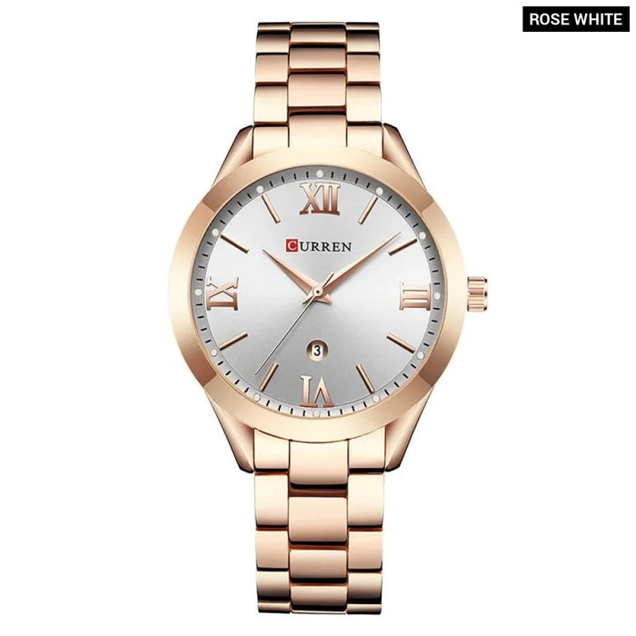 Stainless Steel Dress Women Watches Calendar Analog Quartz Female Clock