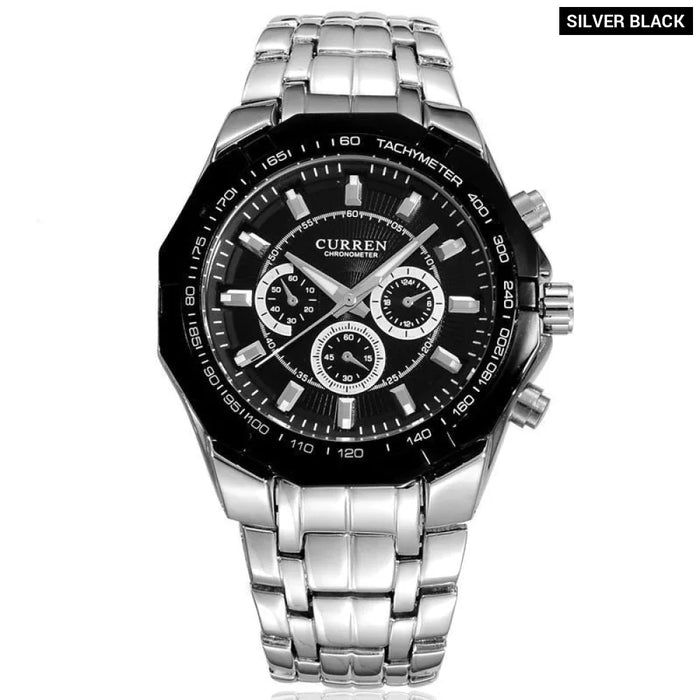 Casual Full Steel Waterproof Military Quartz Sports Wristwatch