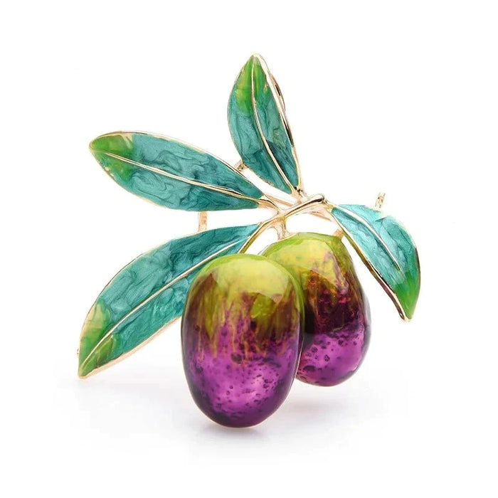 Purple Olives Enamel Brooch Alloy Plants Banquet Party Brooch Girls Bag Hat Accessories