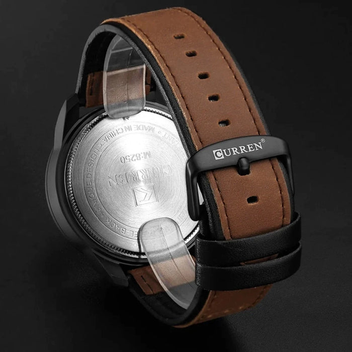 Casual Wrist Watch Analog Military Sports Men Watch Leather Strap Quartz Male Clock