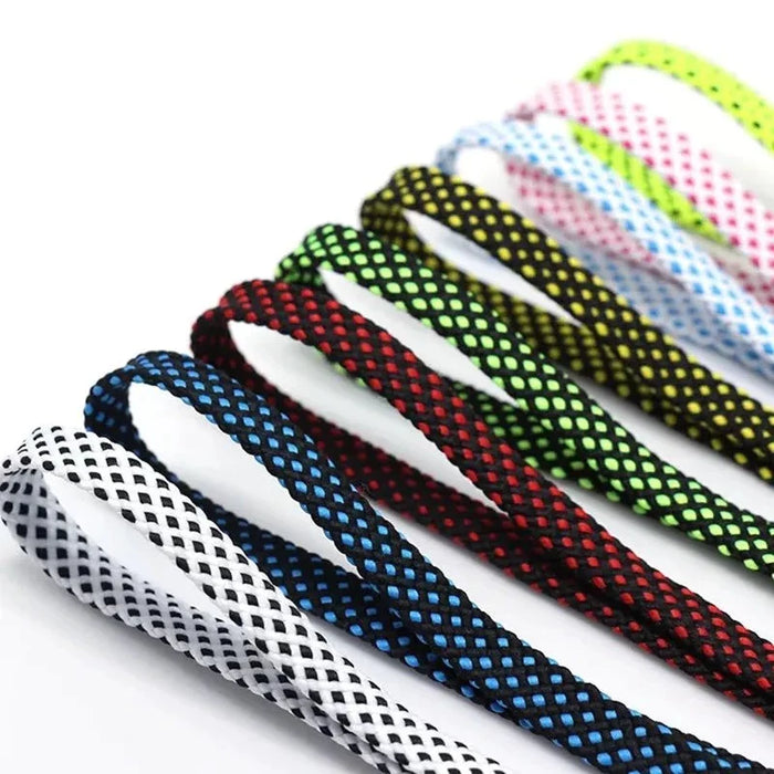 1Pair Polyester Sneaker Colours Checkered Double Layer Hollow Flat Shoe Laces 100/120/140Cm Length