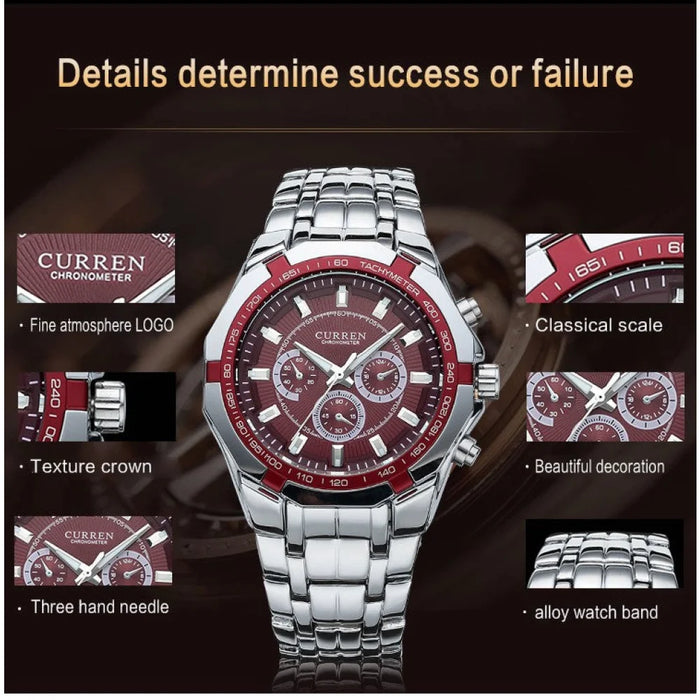 Casual Full Steel Waterproof Military Quartz Sports Wristwatch