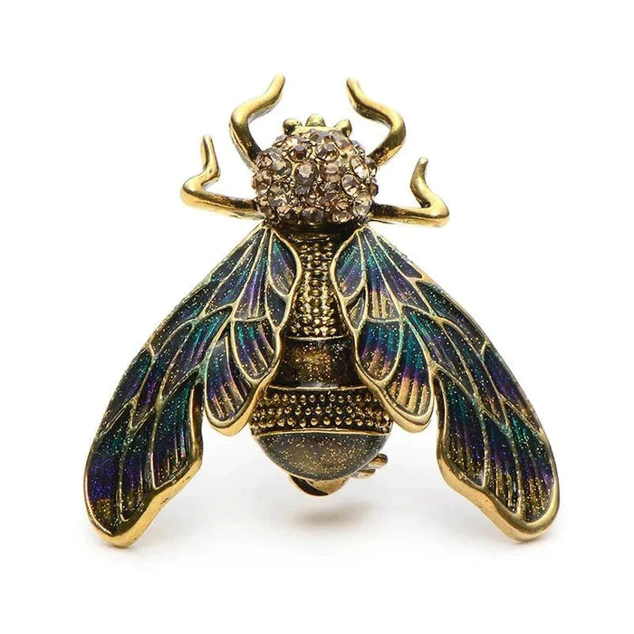 Rhinestone Cicada Brooch Crystal Enamel Pin Gold Colour