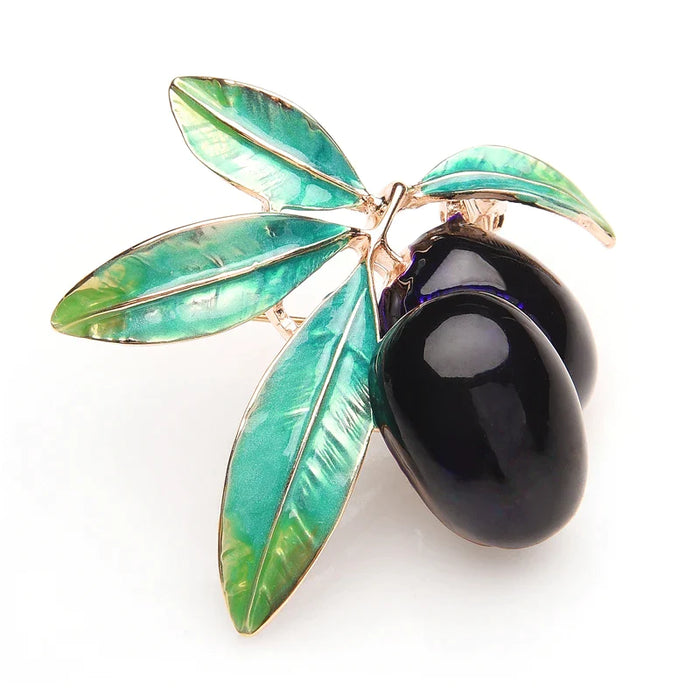 Purple Olives Enamel Brooch Alloy Plants Banquet Party Brooch Girls Bag Hat Accessories