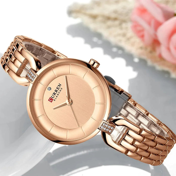 Stainless Steel Simple Quartz Products Rose Gold Watches For Women