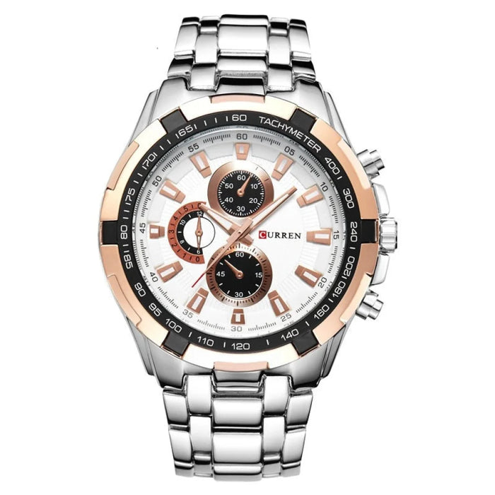 Stainless Steel Analog Sport Quartz Men's Wristwatch