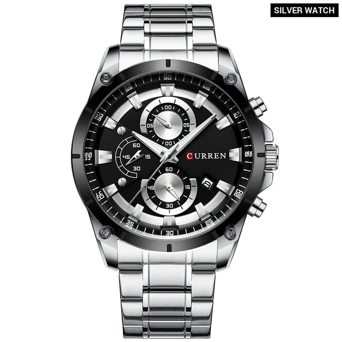 Creative Design Watches Men Luxury Casual Quartz Wristwatch with Stainless Steel Chronograph Sport Watch Male Clock