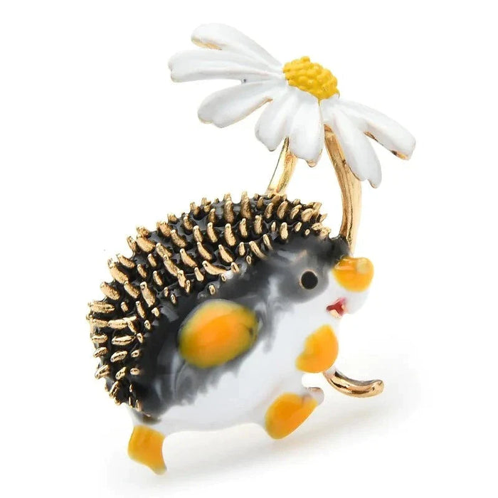 Hedgehog Flower Brooch 8 Colours