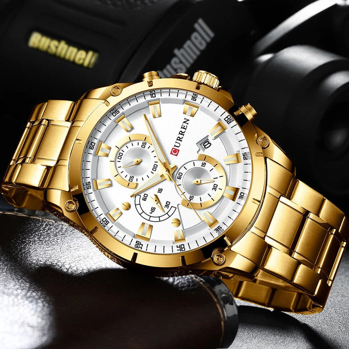 Casual Stainless Steel Chronograph Quartz Male Wristwatch