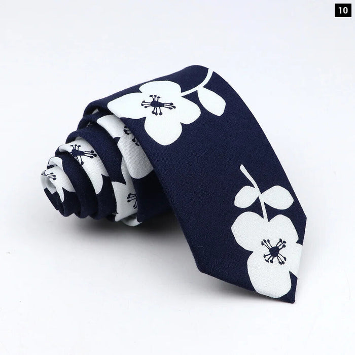 Floral Tie 100% Cotton Skinny Fit Wedding And Party Ready