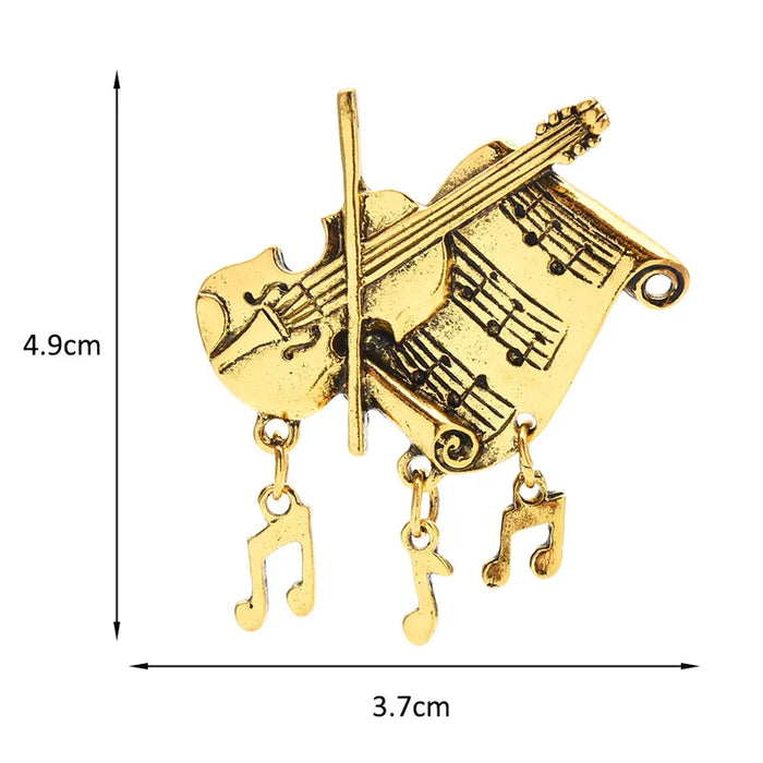 Vintage Violin Brooch Music Note Pin