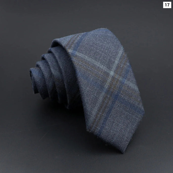 Handmade 6cm Mens Ties Classic Slim Striped Plaid Black