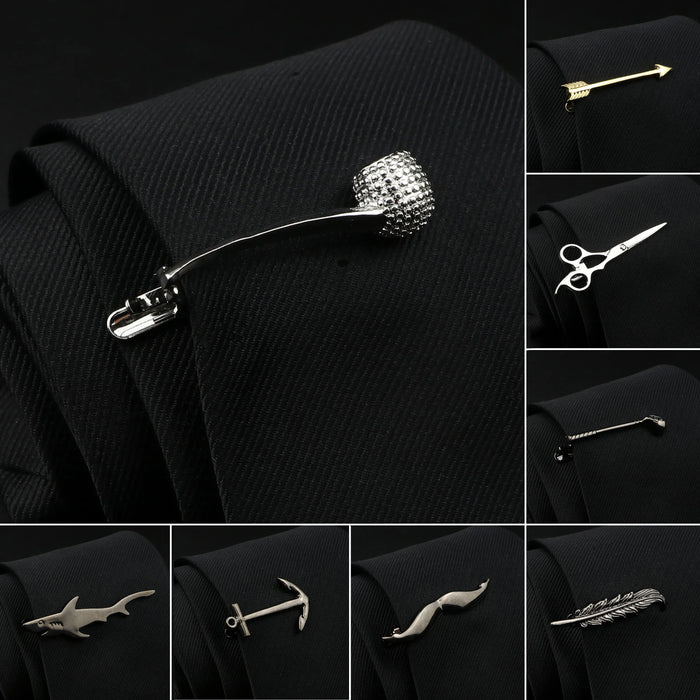 Classy Mens Tie Clip Metal Shark Scissors Anchor Wedding Jewelry