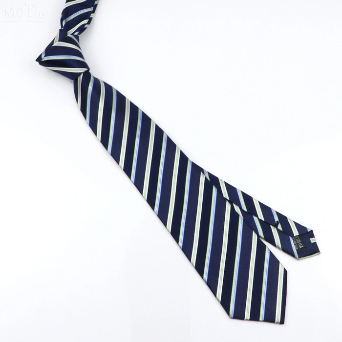 Silk Tie 8.5cm Striped Necktie For Men Grey Pink Blue