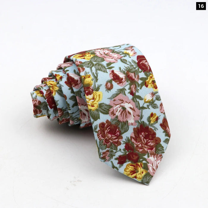 Floral Tie For Men Classic Cotton Necktie Weddings