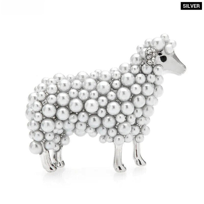 2 Colour Pearl Sheep Brooch Fun Animal Party Pin