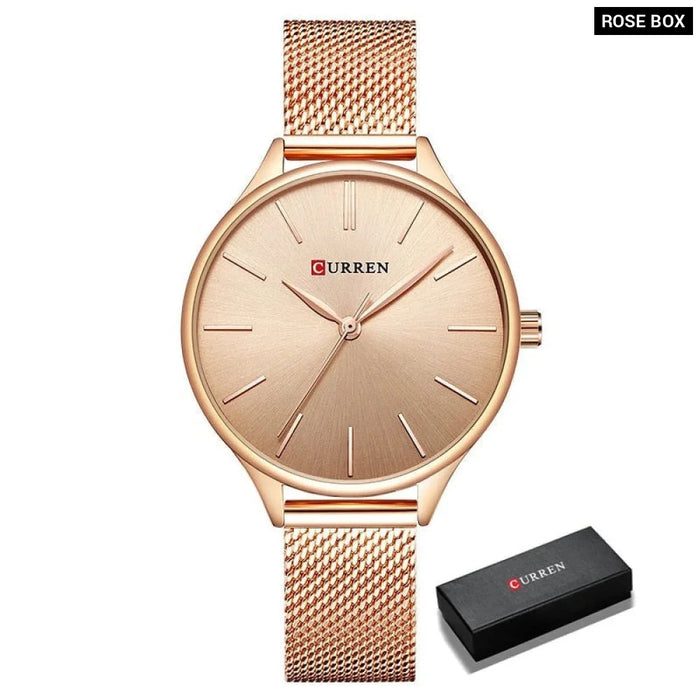 Elegant Simple Stainless Steel Quartz Wristwatches For Ladies